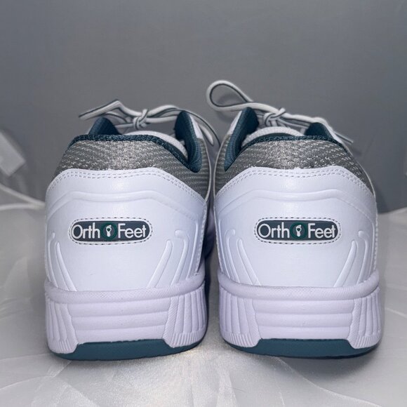 Orthofeet Mens Shoes Wide Fit US Size 11 2E White Leather Lace-Up Supportive - Picture 3 of 11